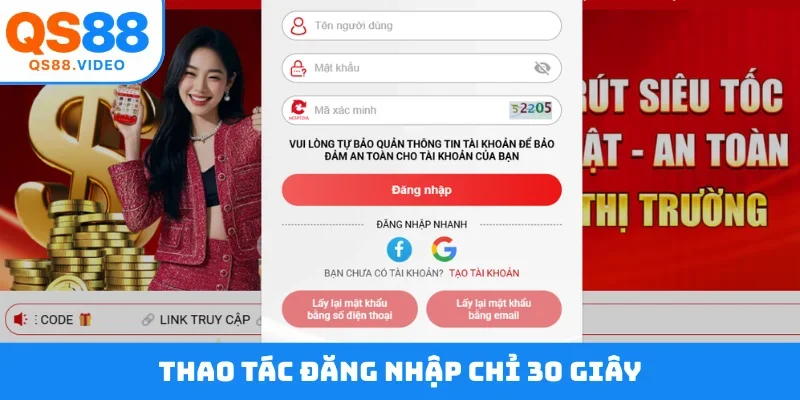 Thao tác đăng nhập chỉ 30 giây